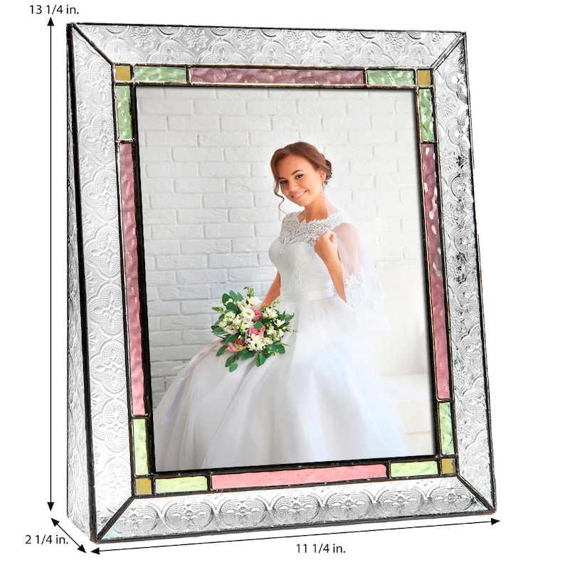 8x10 Picture Frame Vertical Stained Glass Picture Frame Keepsake Photo Frame Vintage Home Decor Colorful Wedding Frame Gift Pic 137-81V