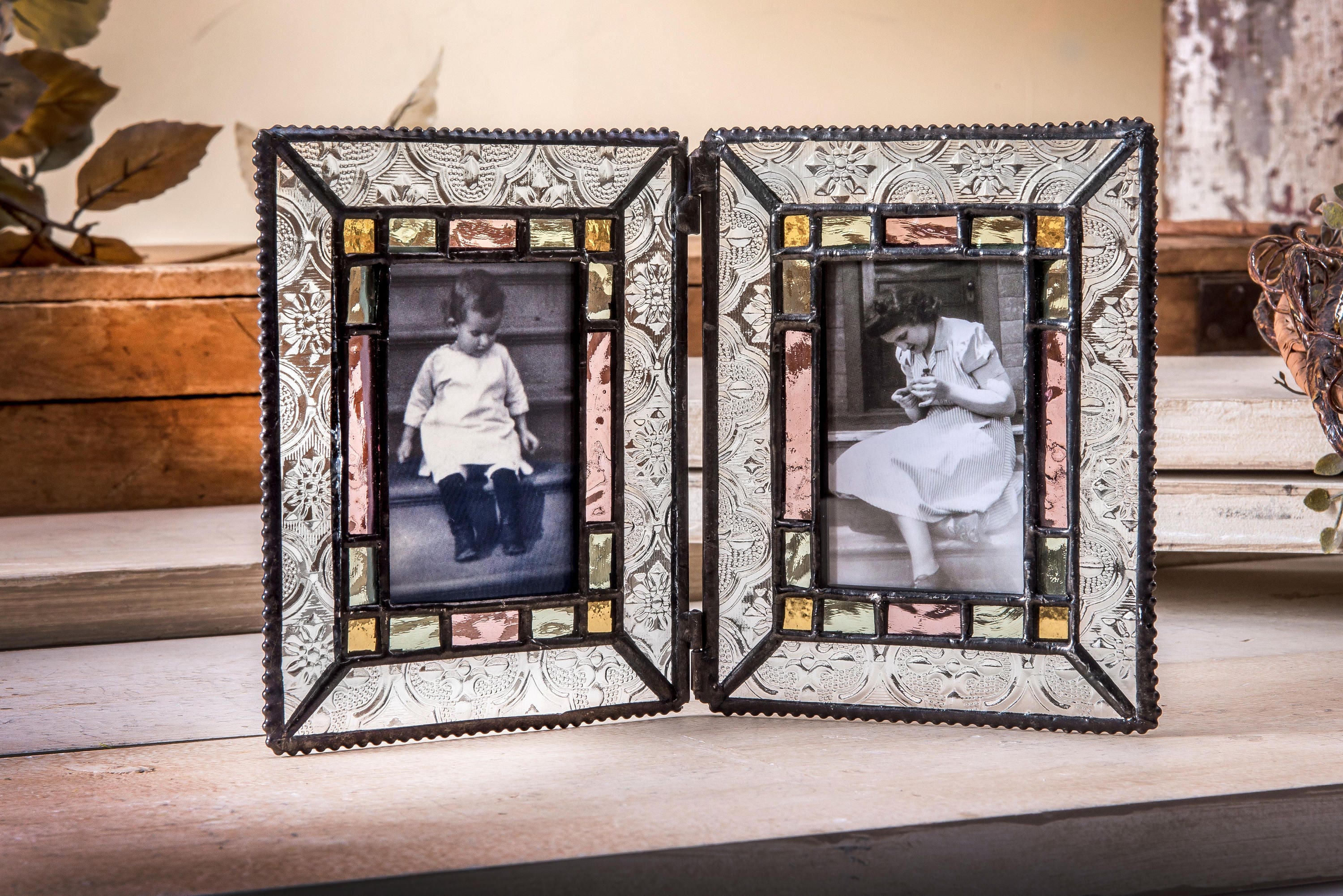 2x3 Double Picture Frame Stained Glass Picture Frame Photo Etsy