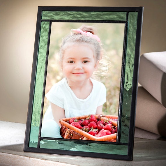 Green Picture Frame 4x6, 5x7 Photo Frame Graduation Gift for Her Birthday  Friend Graduation Easel Sage Green Stained Glass Pic 364 Series 