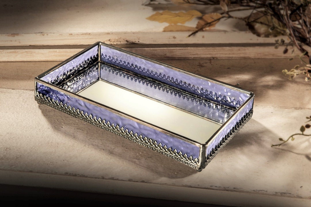 Vanity Tray Jewelry Display Storage Bathroom Organizer Purple Stained ...