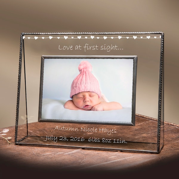 Baby Picture Frame Gift Personalized Newborn Girl Boy New Parent Mom Dad 4x6 Photo Frame Engraved Glass Keepsake Pic 319 Series EP558