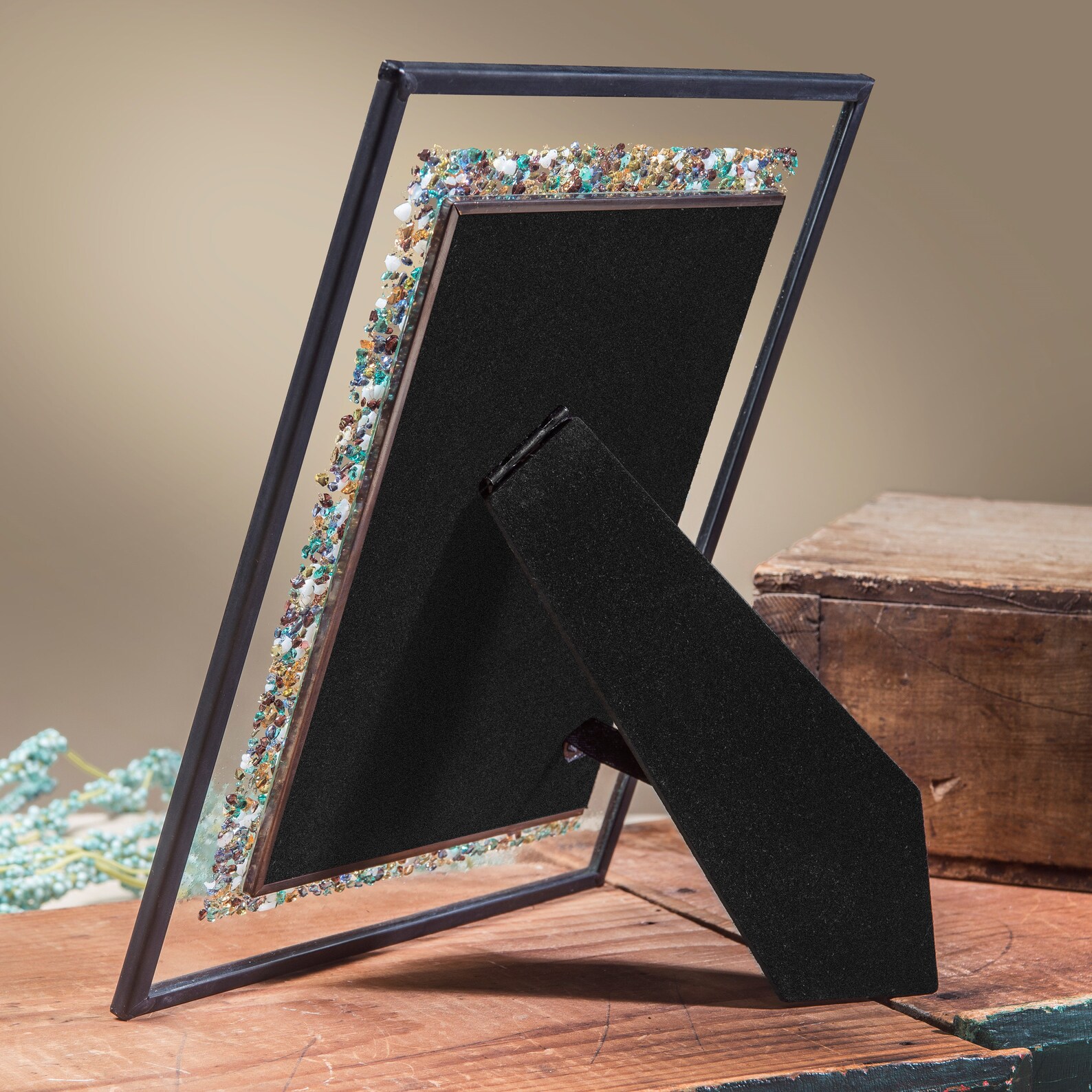 5x7 Picture Frame Colorful Fused Stained Glass Tabletop Easel Etsy