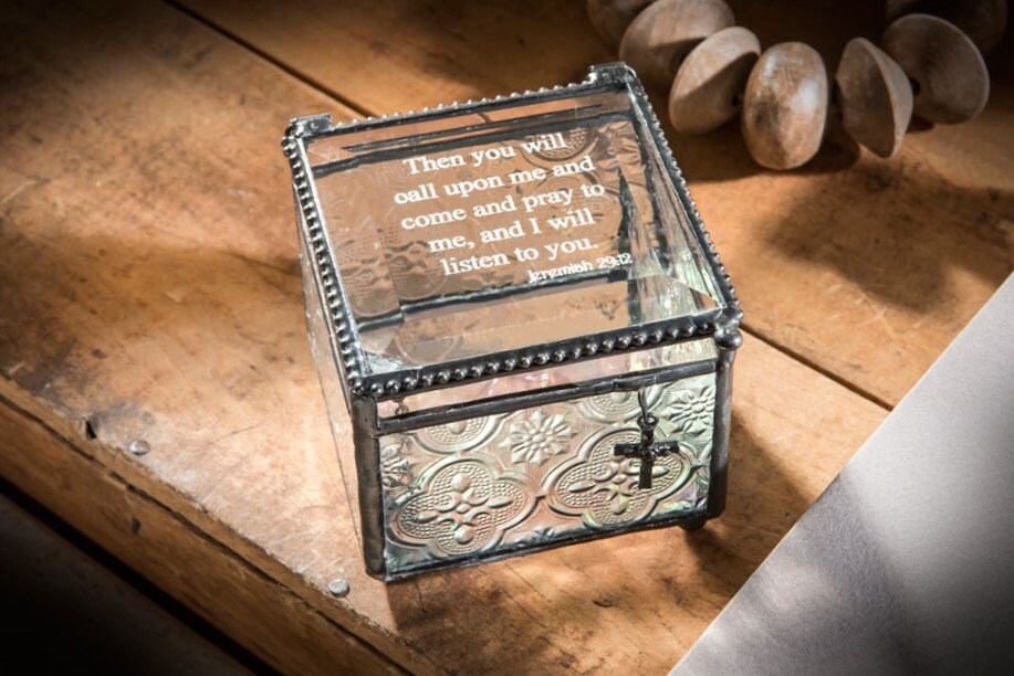 Religious Gift Glass Box Personalized Jewelry Box Keepsake Etsy
