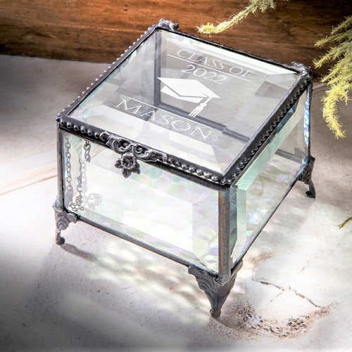 Graduation Gift Personalized Jewelry Box Engraved Glass Etsy
