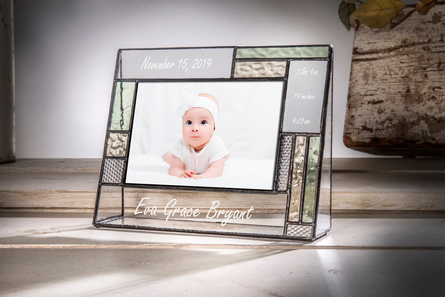 Glass picture frame Kid frame, 8x12 frame, Stained glass panel, Custom