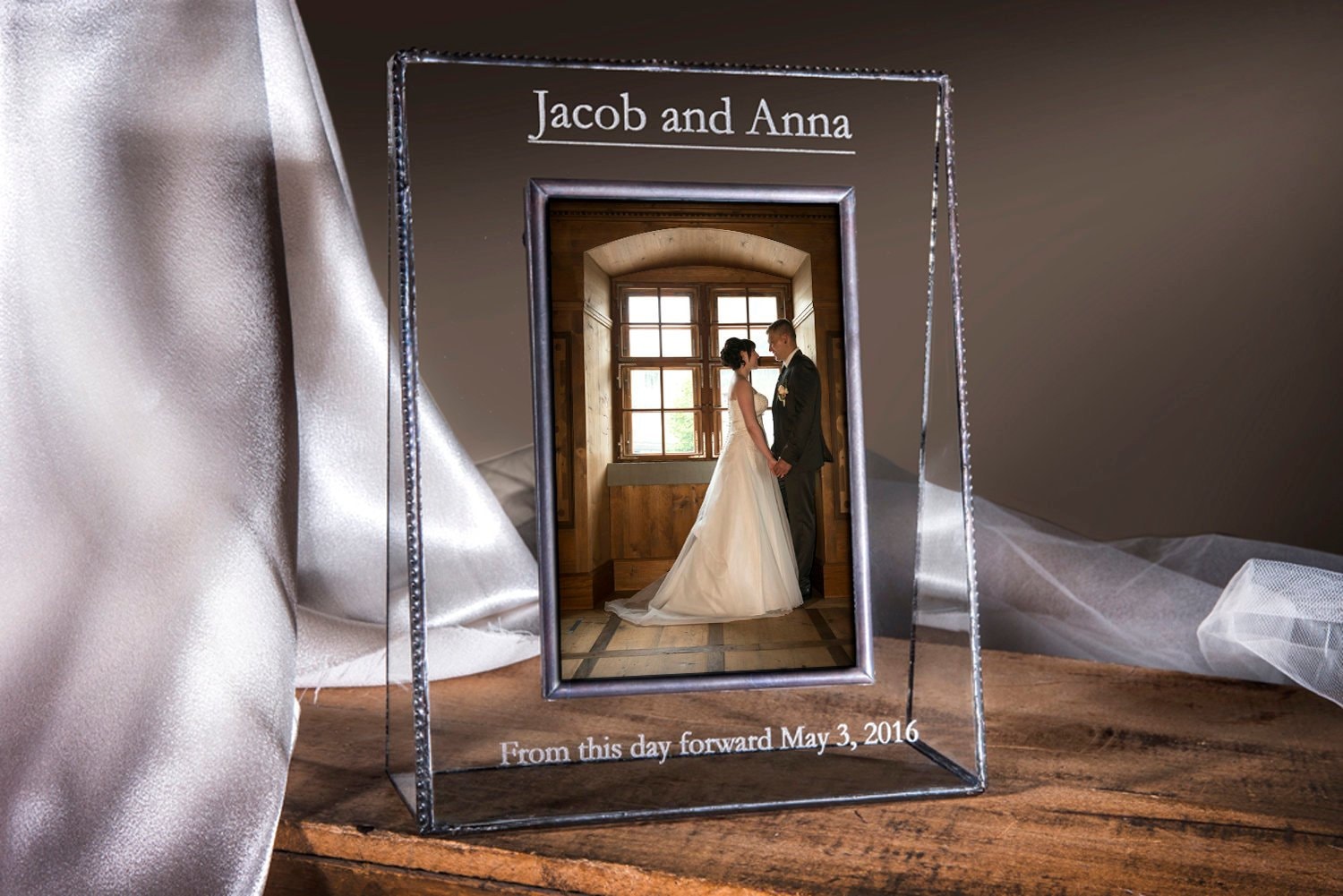Wedding Picture Frame Personalized Engraved Glass Photo Frame Etsy