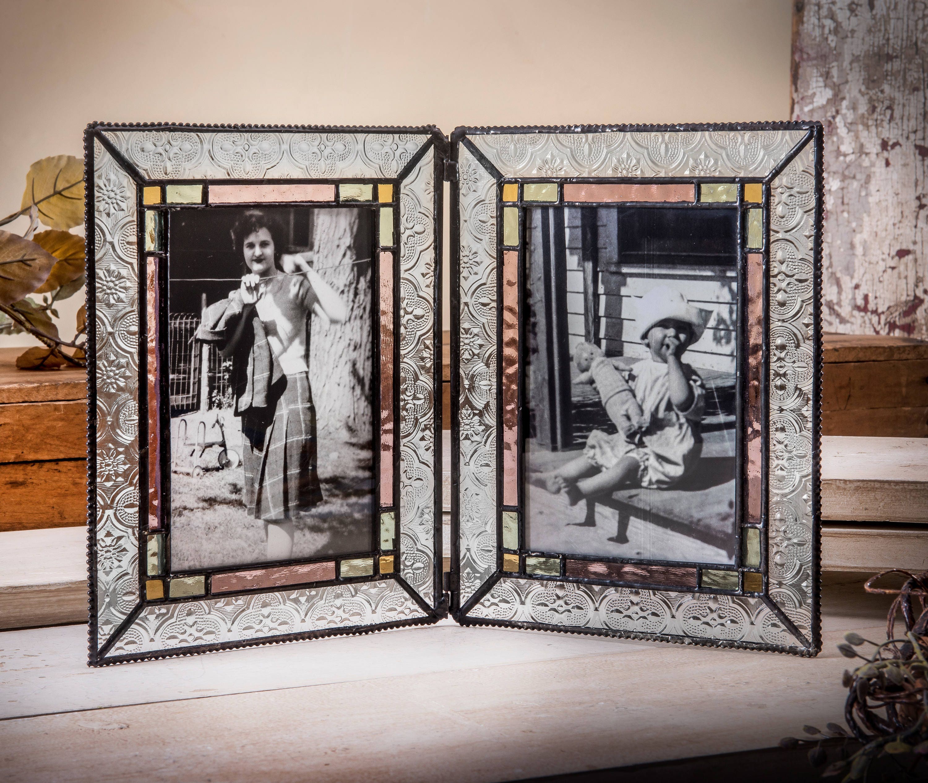 4x6 Double Picture Frame Stained Glass Picture Frame 4x6 Photo Etsy