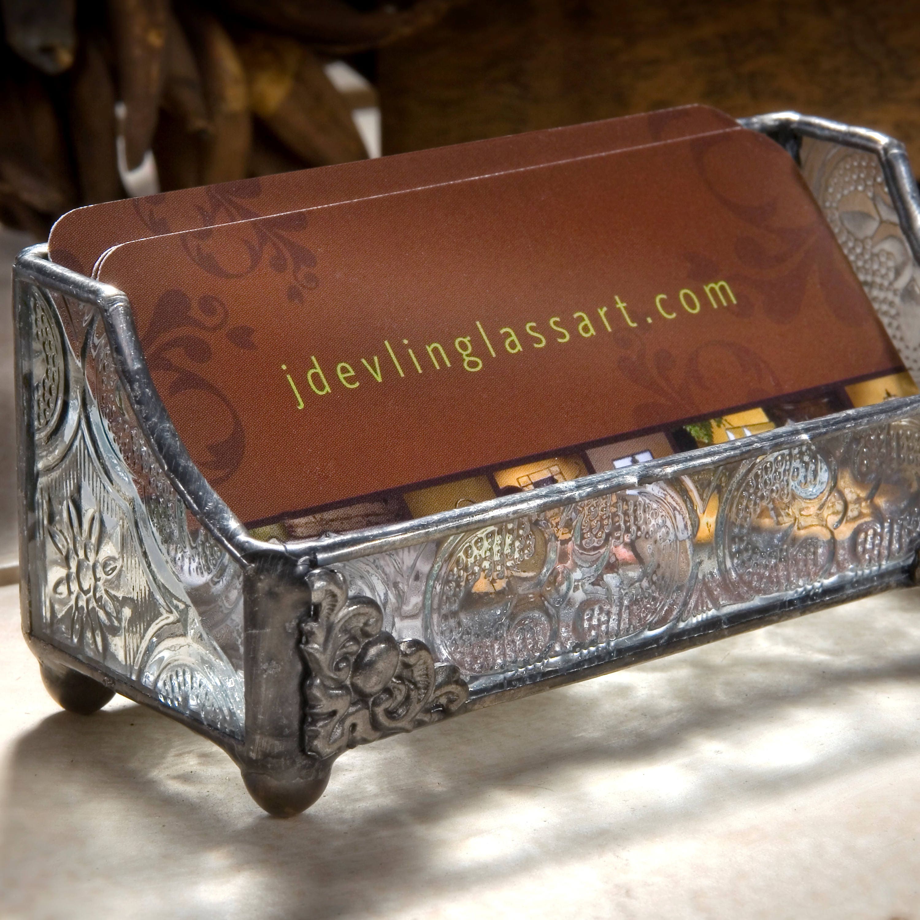 Vintage Business Card Holder for Women Desk Accessories