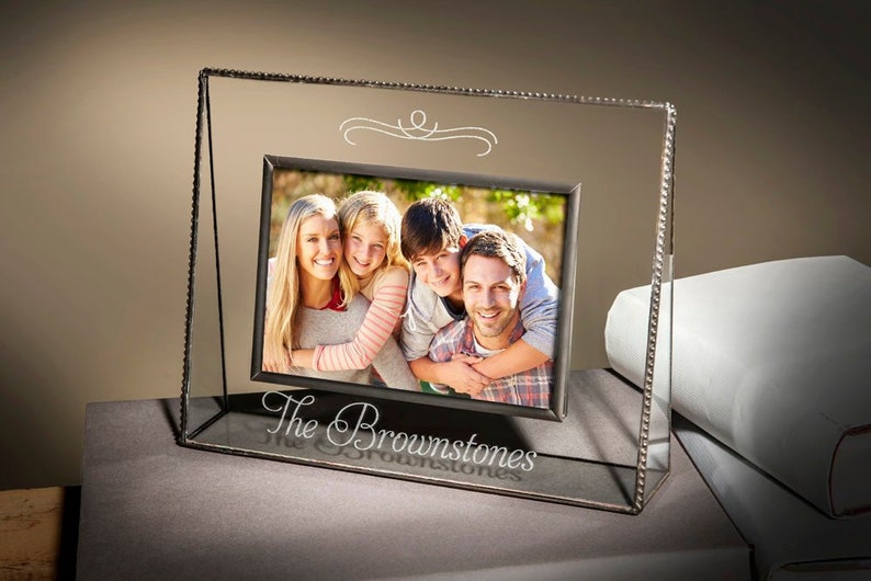 Family Picture Frame Personalized Engraved Glass Photo Image 0