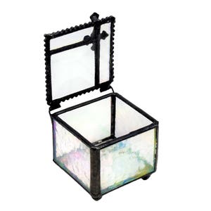Rosary Box Jewelry Box Religious Gift First Communion Baptism Confirmation Catholic Christian Cross Clear Stained Glass Trinket Box 349 image 4