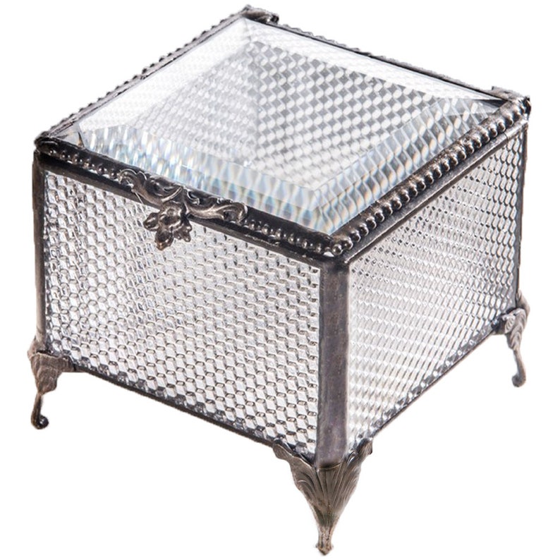 Clear Glass Box Crystal Trinket Box Jewelry Storage Vanity Etsy