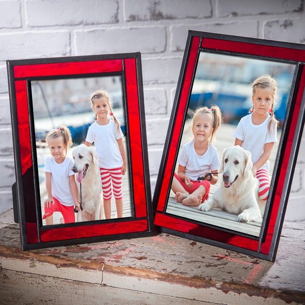 Red Picture Frame 4x6, 5x7 Christmas Photo Frame Holiday Home Decor Tabletop Easel Frame Valentine's Day Gift Pic 325 Series