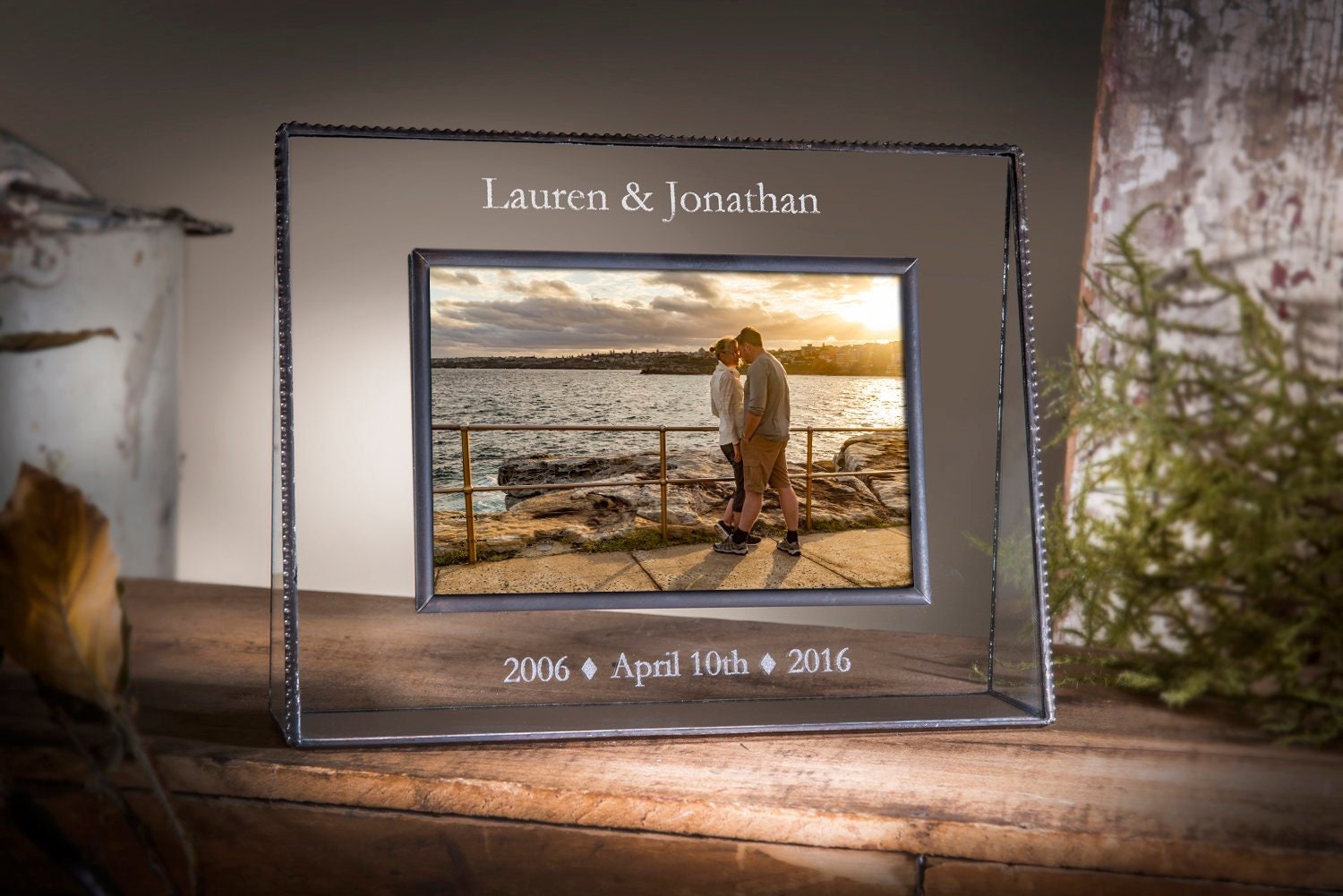 Crystal Glass Picture Frame 5x7, 4x6, 2.5 x 3.5 Photo Tabletop School  Family Graduation Wedding Gift for Parents Grandparents Pic 354 Series