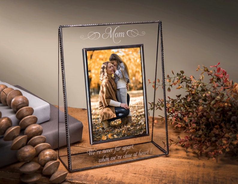 Gifts for Mom Picture Frame Personalized Gift for Mother Stained Glass Engraved Photo Frame Mothers Day 5x7 Vertical Pic 319-57V EP507
