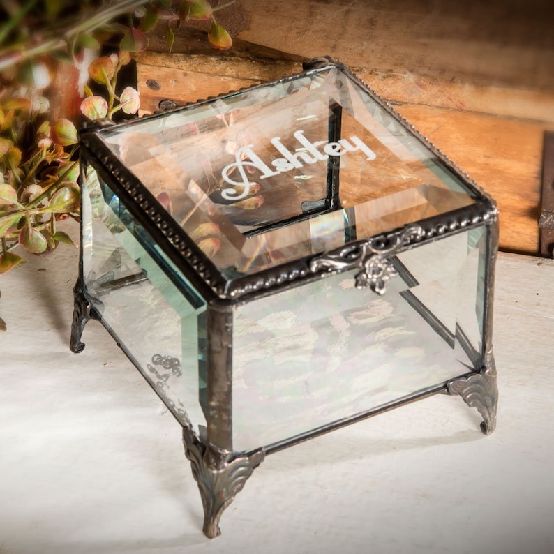 Personalized Keepsake Box Engraved Glass Box Jewelry Trinket Etsy