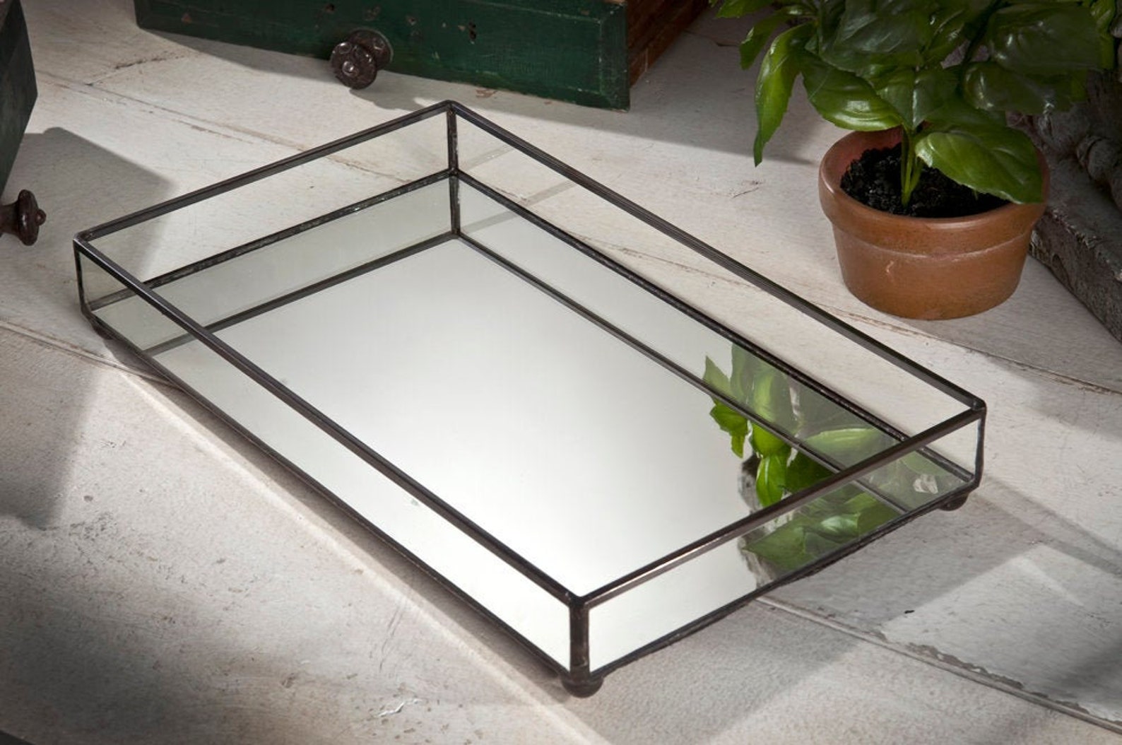 Mirrored Glass Tray Decorative Bathroom Vanity Organizer - Etsy