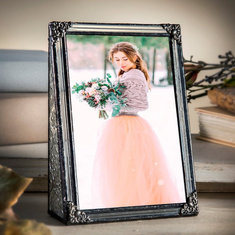 Picture Frame 8x10, 5x7, 4x6, 2x3 Glass Photo Frame Gift for Mom Wedding Anniversary Baby Christmas Family Pic 360 Series 4x6 vertical