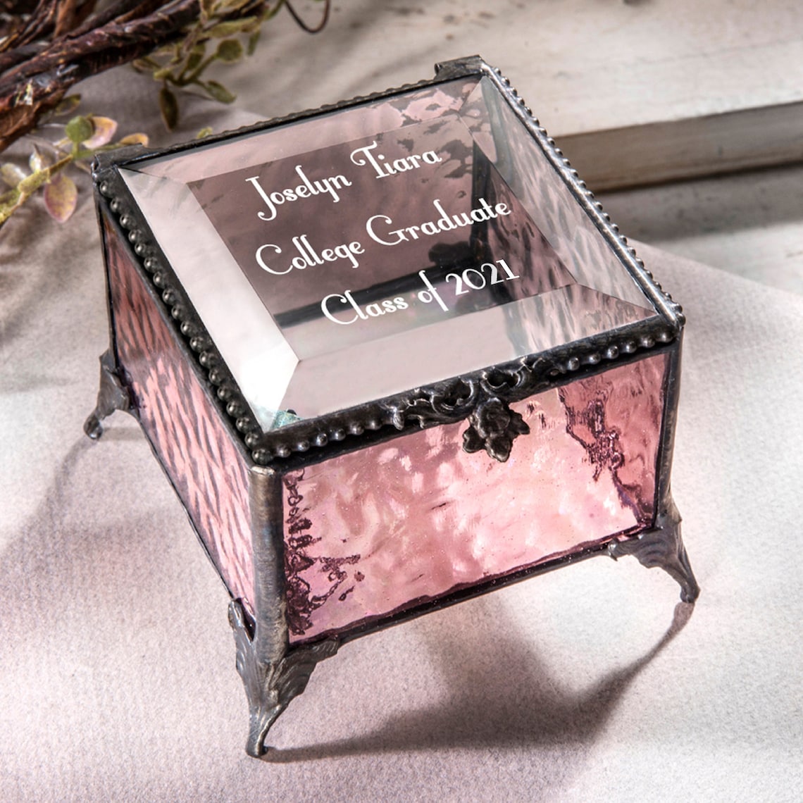 Graduation Gift Personalized Jewelry Box Custom Engraved Glass Etsy