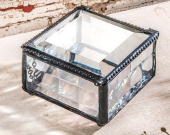 Jewelry Box Glass Box Clear Display Case Catchall Christmas Keepsake Gift for Her Him Girl Woman Wife Decorative Trinket Box 333