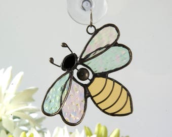 Bee Ornament Sun Catcher Window Display Stained Glass Bumble Bee Sun Catcher Window Hanging Nature Inspired Décor Gift for Gardener Orn 175