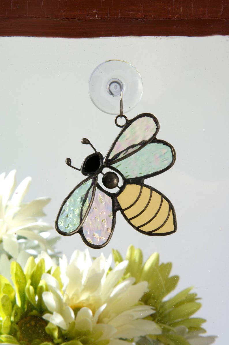 Bee Ornament Sun Catcher Window Display Stained Glass Bumble Bee Sun Catcher Window Hanging Nature Inspired Décor Gift for Gardener Orn 175 image 1