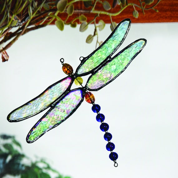 Dragonfly Ornament Sun Catcher Window Display Stained Glass Ornament Window  Hanging Decor Display Gift for Gardener Orn 112 