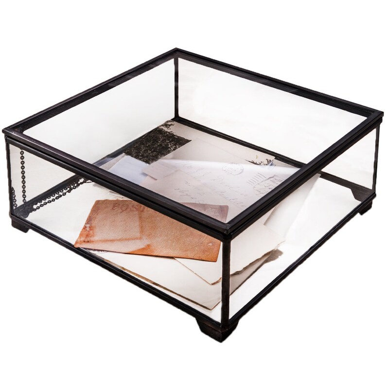 Display Box Clear Glass Case Decorative Keepsake Hinged Lid Etsy