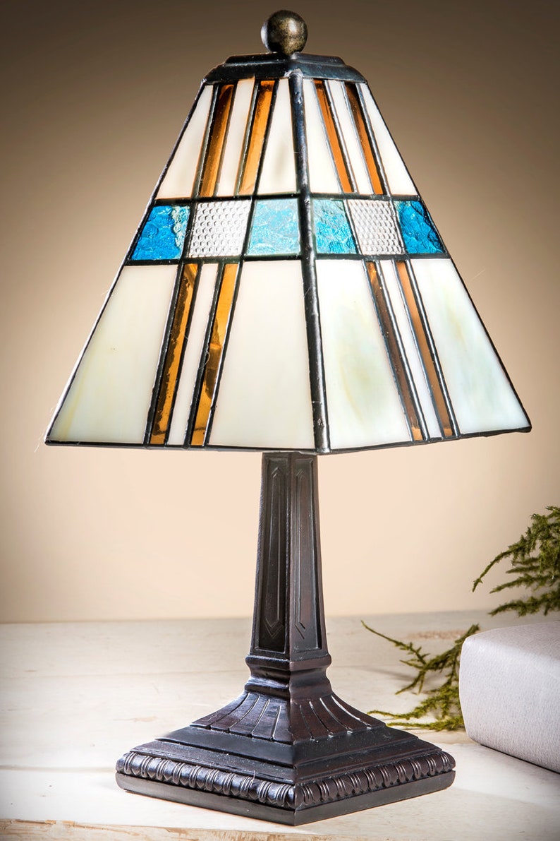 Small Lamp Stained Glass Tiffany Accent Lamp Mission Lodge Etsy