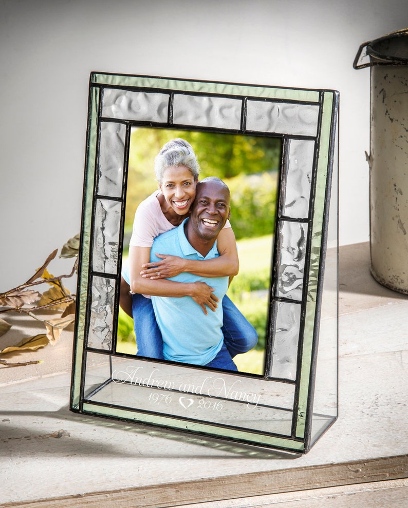 Anniversary Picture Frame Personalized Engraved Glass Photo Image 0