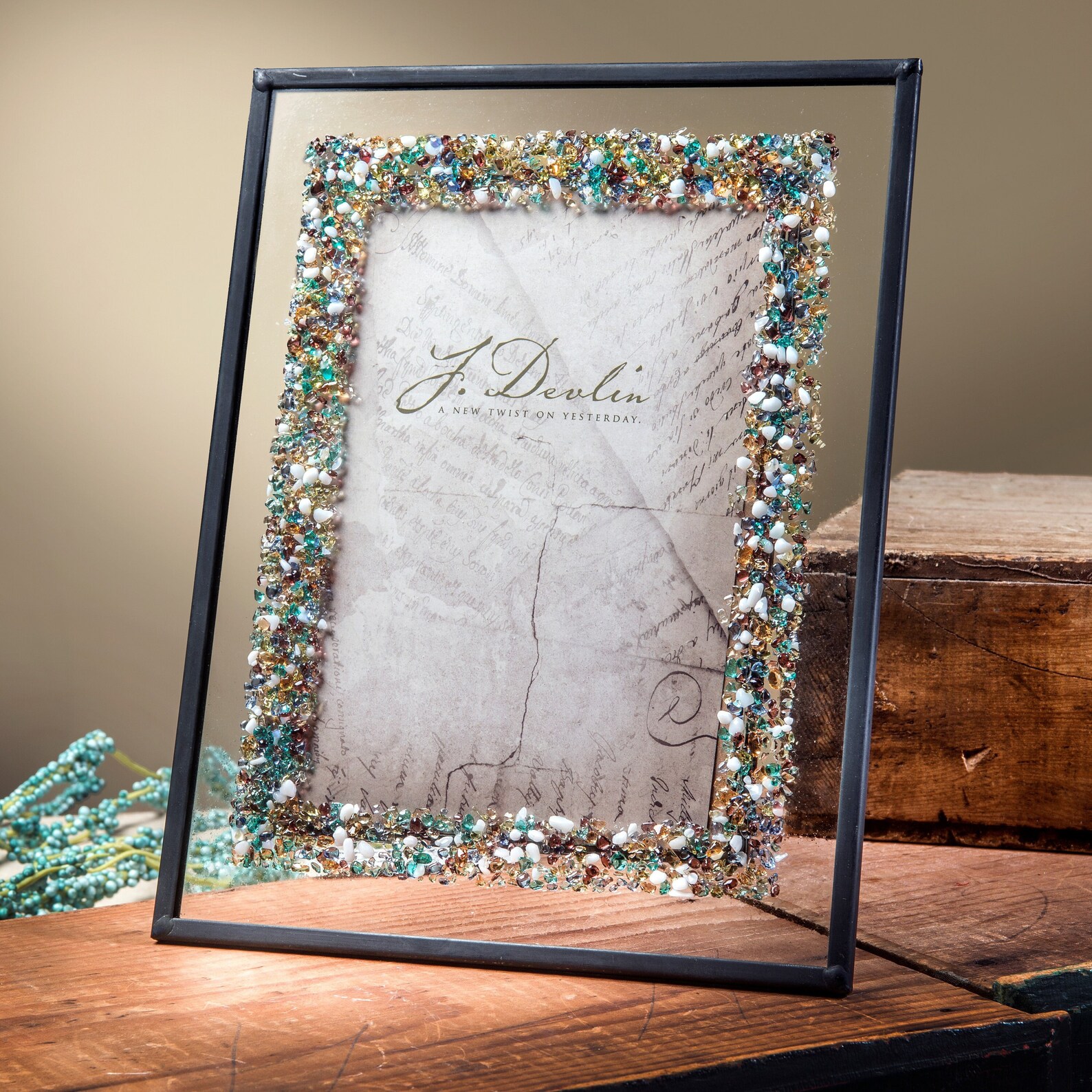 5x7 Picture Frame Colorful Fused Stained Glass Tabletop Easel Etsy