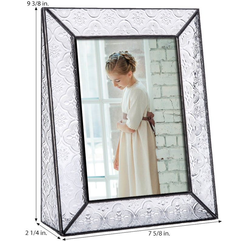 5x7 Wedding Picture Frame Vintage Home Decor Stained Glass Photo Frame Gift for Anniversary Birthday Baby Bridesmaid Pic 126-57V