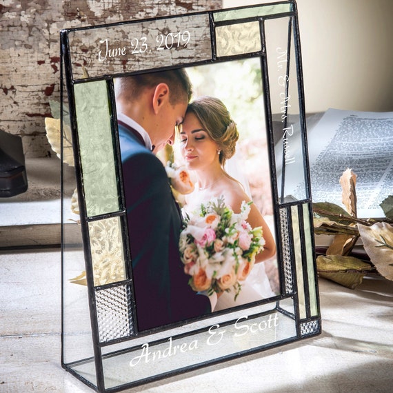 Mr and Mrs Glass Vertical 4 X 6 Photo frame