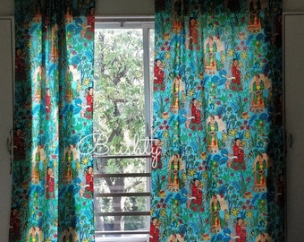 Turquoise Curtains Etsy