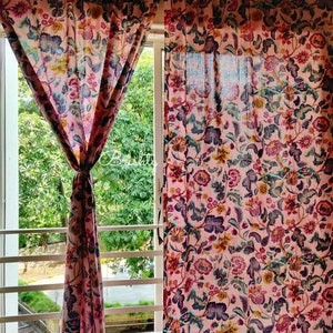 Cottage core boho floral curtain panels, floral nursery curtains, can be customised