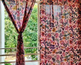 Cottage core boho floral curtain panels, floral nursery curtains, can be customised