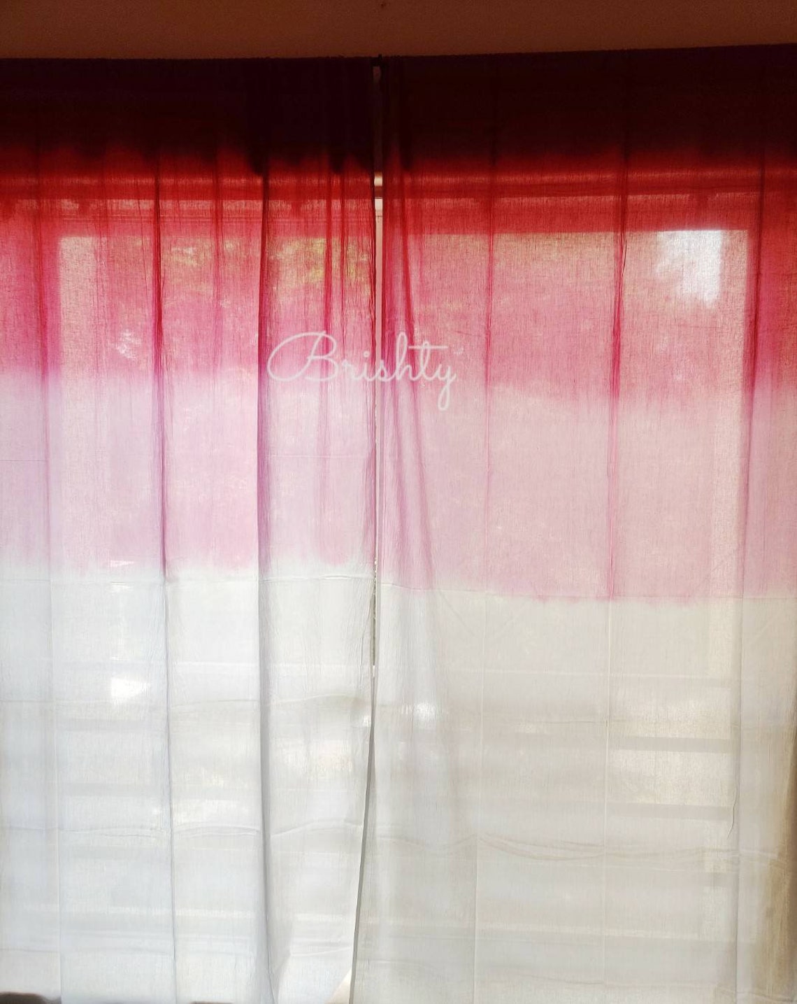 Pink and White Ombre Curtain Pink Gradient Sheer Breezy Etsy