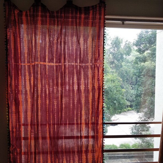 Set Of Two Fall Tie Dye Boho Curtains Bohemian Curtains Boho Etsy