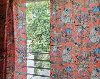 Bohogordijnen tropisch regenwoud, gordijnen jungle regenwoud, boho gordijnpanelen, gordijnen jungle dierenprint regenwoud