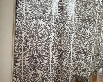 Grau weiße florale Vorhänge, semi schiere Baumwollvorhänge für Schlafzimmer, Wohnzimmer, Küche, können besonders angefertigt werden