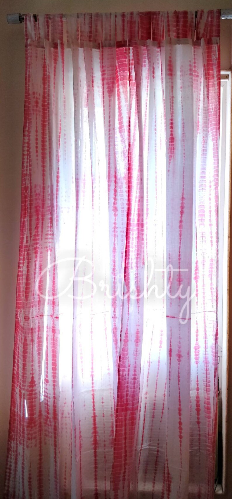Set of two light red Tie Dye curtains Boho curtains Boho Etsy