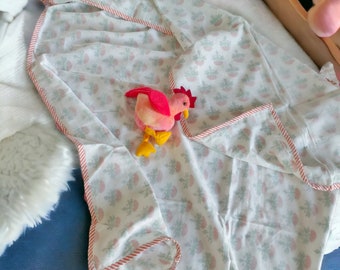 Floral Swaddle blanket, muslin baby blanket, crib sheet, burp cloth, baby shower gift, lightweight soft swaddle wrap, block print swaddle