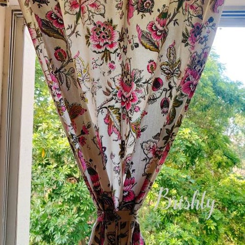 Floral Vintage Cottage Style Curtain Panels Shabby Chic Etsy