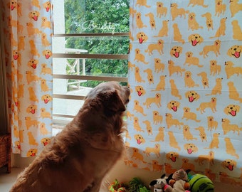 Dog lover golden retriever curtain panels for windows and doors - can be customized