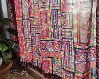 Bright colorful Indian boho curtain panels, colorful Indian fabric, room divider
