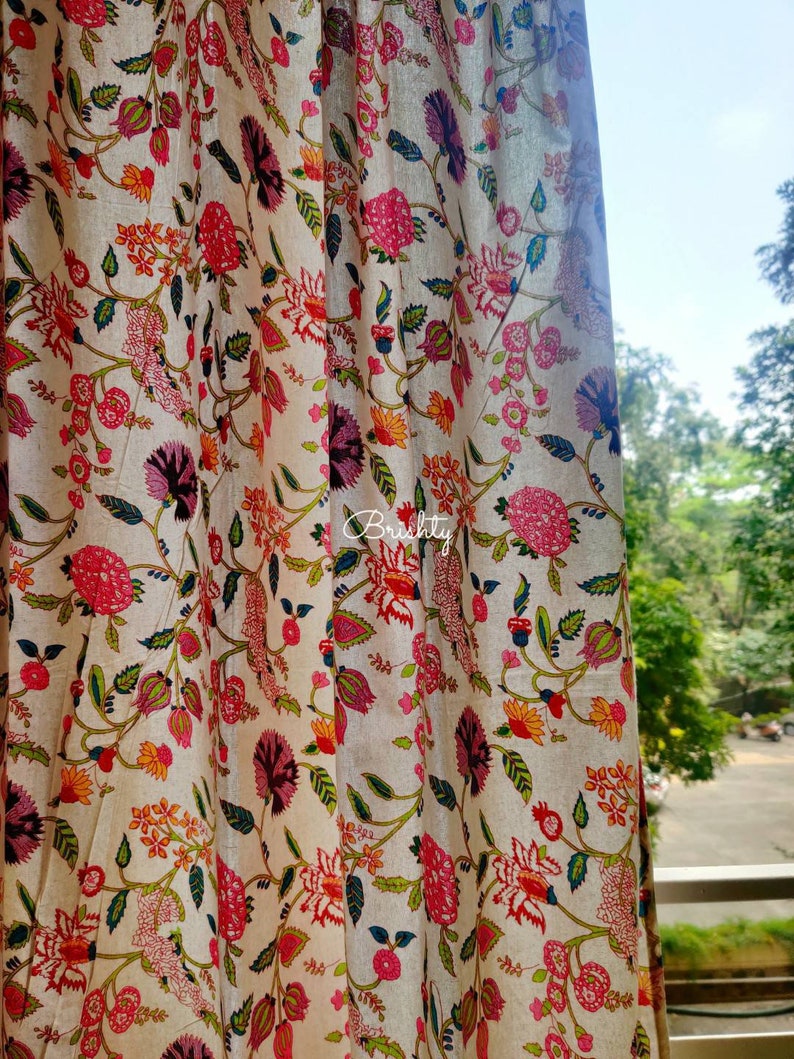 Panneaux de rideaux floraux pour l'intimité, panneaux de rideaux imprimés vintage bohème, rideaux floraux vintage, chambre de bébé florale, rideaux shabby chic, drapé de printemps image 1