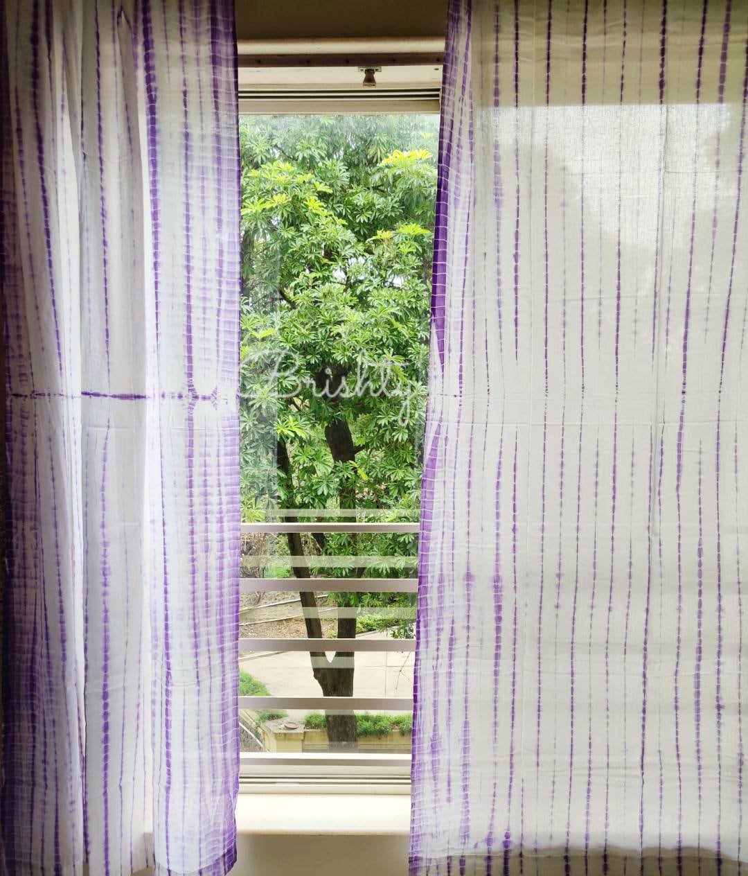 TWO PANELS Purple tie dyed Boho curtains with lace Bohemian Etsy