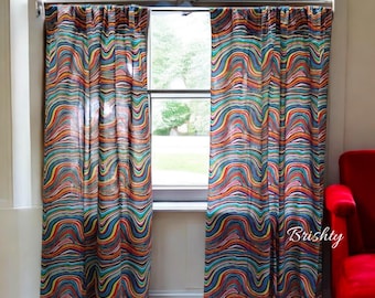 Cortinas de arcoíris: juego de 2 cortinas: paneles de cortina semitransparentes de colores para un hogar bohemio