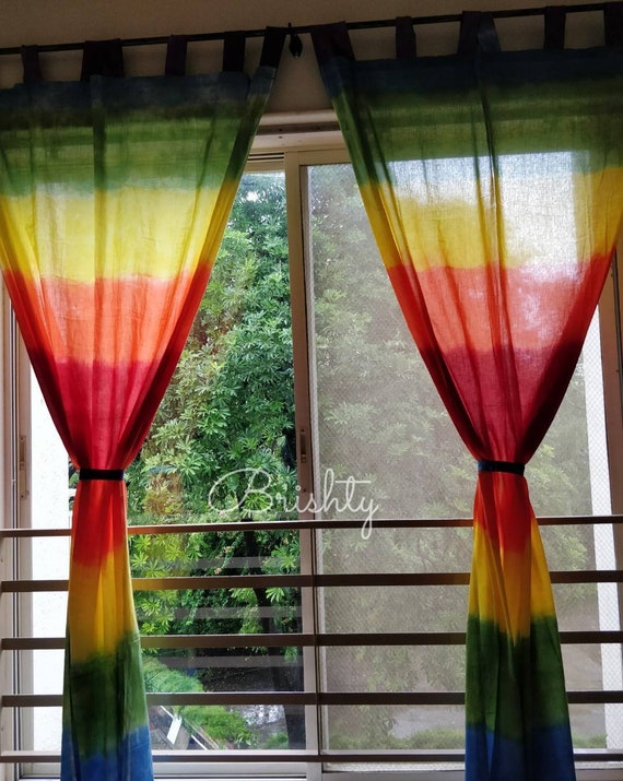 Rainbow Tie Dyed Curtain Panels Rainbow Tie Dyed Curtain Panels