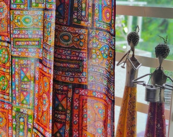 Bright colorful Indian boho curtain panels wall decor