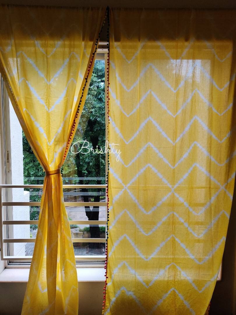 Boho Tie Dye Curtains Zig Zag Curtains in Yellownursery - Etsy
